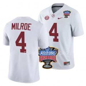 Men's Alabama Crimson Tide #4 Jalen Milroe White 2022 Sugar Bowl NCAA College Football Jersey 2403IVPC7